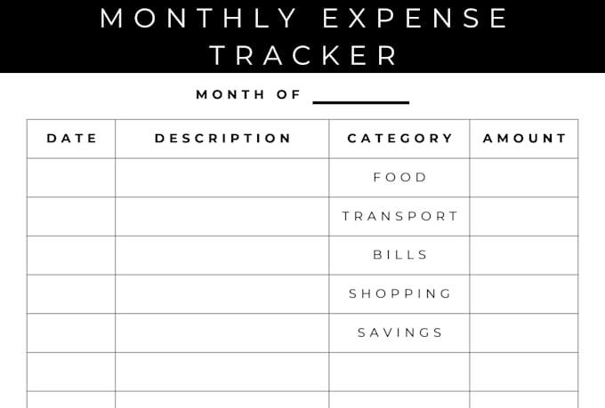 create a monthly expense tracker PDF and excel template